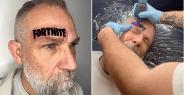 Зіграли в гру: батько зробив татуювання на лобі через суперечку із сином (фото)