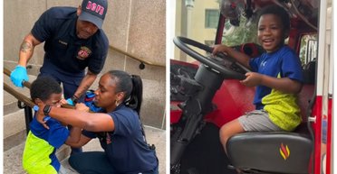 Пришлось вмешаться спасателям: четырехлетний мальчик застрял в металлическом ограждении (видео)