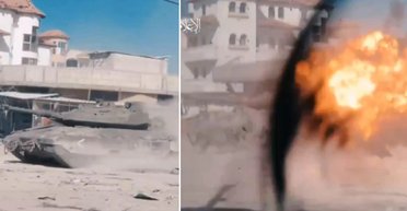 Израильский танк Merkava 4 защитил от атаки РПГ: сработал комплекс Trophy (видео)