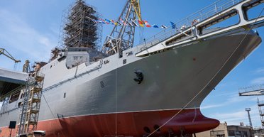 У Калінінграді спустили на воду ВДК "Володимир Андрєєв": третій корабель проєкту 11711