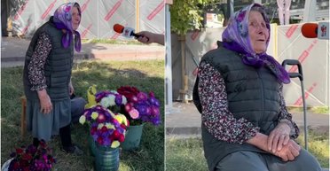 94-летняя украинская бабушка продает цветы на улице, чтобы свести концы с концами (видео)