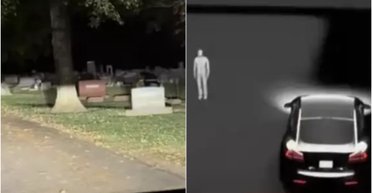 Водитель Tesla увидел загадочные силуэты на экране авто, проезжая мимо кладбища (видео)
