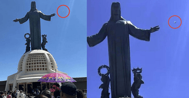 Феномен у небі: схожий на планету НЛО завис над статуєю Христа (фото)