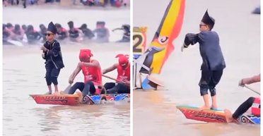 "Аура-фарминг": школьник стал звездой сети, танцуя на носу лодки во время гонок (видео)