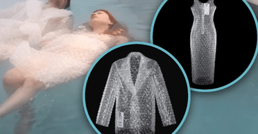 "Balenciaga из Беларуси": в сети обсуждают странную одежду из пузырьковой пленки (фото, видео)