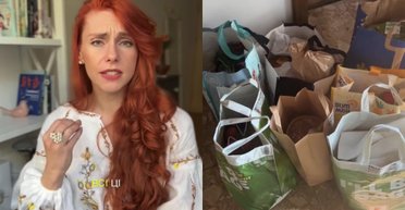 "Люди, имейте совесть": украинка показала сумки с продуктами, которые выдают беженцам (фото)