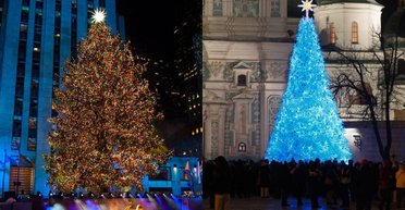 Звезда от Swarovski и километры гирлянд: чем отличаются главные елки США и Украины (видео)