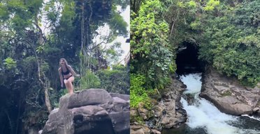 Набросились неизвестные существа: пара решила искупаться в ручье посреди джунглей (видео)