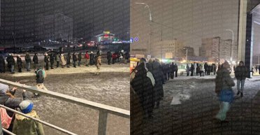 На Оболоні кияни стоять у довжелезних чергах через зупинку роботи електротранспорта (фото)