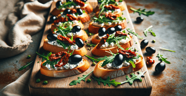 Быстрый рецепт закуски для новогоднего стола: канапе с сыром и вялеными томатами