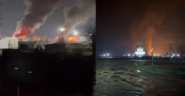 Беспилотники атаковали Краснодарский край: пылает важный узловой объект в нефтяной промышленности РФ (видео)