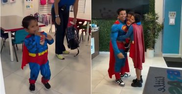 Батьки прийшли до школи в костюмі Супермена: реакція сина стала вірусною в мережі (відео)