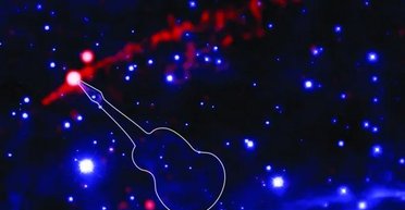 Струмінь завдовжки 2 св. роки: космічний вогнемет у вигляді гітари викидає антиматерію, що це (фото)