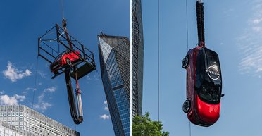 Новый Nissan Qashqai 2024 с водителем сбросили с высоты 65 м ради мирового рекорда (видео)