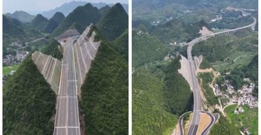 В Китае строители "срезали" горы и построили неординарную скоростную магистраль (видео)