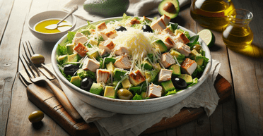 Салат із куркою, маслинами, твердим сиром та авокадо: покроковий рецепт