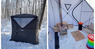 Мужчина обустроил бесплатную мобильную сауну для киевлян, чтобы они могли согреться (видео)