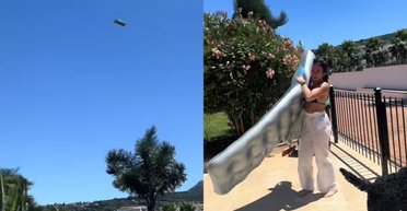 Надувний матрац зник у небі, а потім повернувся: люди не вірять своїм очам