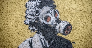 "Жінка в протигазі": графіті Бенксі виставляють у Києво-Печерській лаврі (фото)