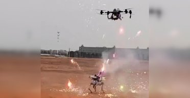 Війна машин без людей: робот-пес і БПЛА влаштували перестрілку в Китаї (відео)