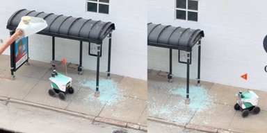У США робот-кур'єр врізався в автобусну зупинку і залишив після себе безлад (відео)