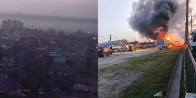 В российском Славянск-на-Кубани взрывы и пожар: дроны атакуют НПЗ (видео)