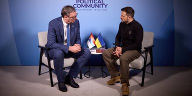 Безпекові та політичні виклики: про що Зеленський говорив з Вучичем у Британії (фото)