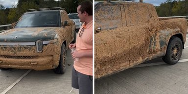 Живучий "потопельник": постраждалий від повені електрокар Rivian завівся і поїхав (відео)