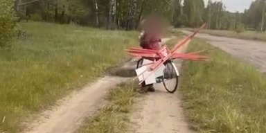 "Помідори самі себе не підв'яжуть": жінка вкрала знаки-попередження про міни (відео)
