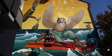"Восхищается весь мир": атаки морских дронов "Магура" запечатлели на мурале в Киеве (фото)