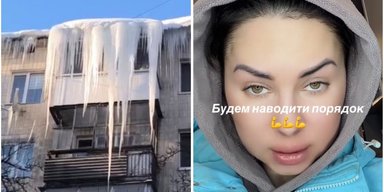"У меня катастрофическая ситуация": в Тернополе из-за огромной сосульки разгорелся скандал (видео)
