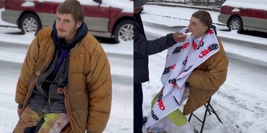 Бездомный расплакался после неожиданного акта доброты незнакомца: что он сделал (видео)