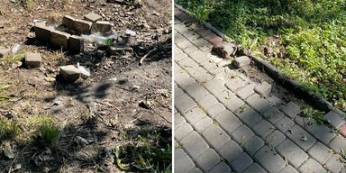 На Волыни в парке разобрали брусчатку, чтобы сделать из нее мангал (фото)