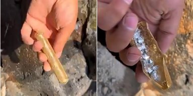 Мужчина нашел в скале мешочек с невероятными сокровищами (видео)