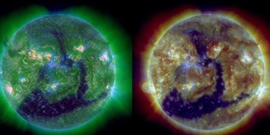 Огромная дыра и гигантское "насекомое" на Солнце: что увидел аппарат NASA (фото)