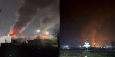 Беспилотники атаковали Краснодарский край: пылает важный узловой объект в нефтяной промышленности РФ (видео)