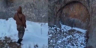 Исследователи наткнулись на огромный "дверной проем" посреди гор (видео)