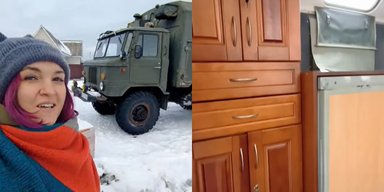 С холодильником и диваном: на Волыни из старого ГАЗ-66 сделали удобный дом на колесах (фото)