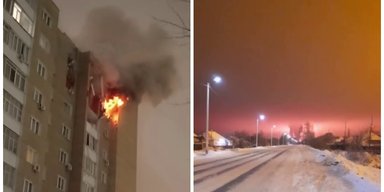 РФ массированно атаковали дроны: под удары попали нефтебазы и заводы, в Твери есть погибший (видео)