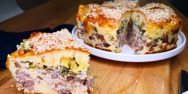 С ветчиной и сыром. Как приготовить вкусный пирог за 5 минут