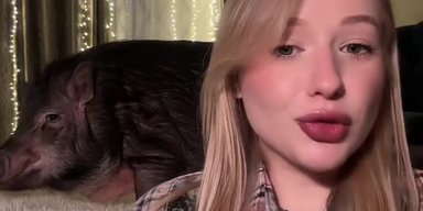 "Он никогда меня не предаст": девушка вместо мужчины завела в квартире кабана (видео)