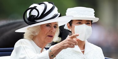 Королева Камилла поразила монохромным нарядом на встрече с императором Японии Нарухито (фото)