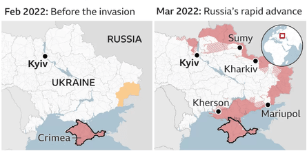 Украина, военный контроль, линия фронта