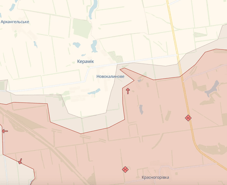 Ситуация возле Новокалиново, карта