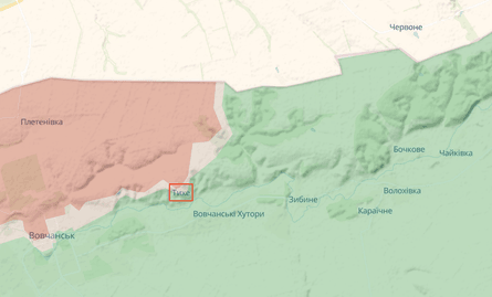 Карта иллюстрирует наступление России в районе села Тихое