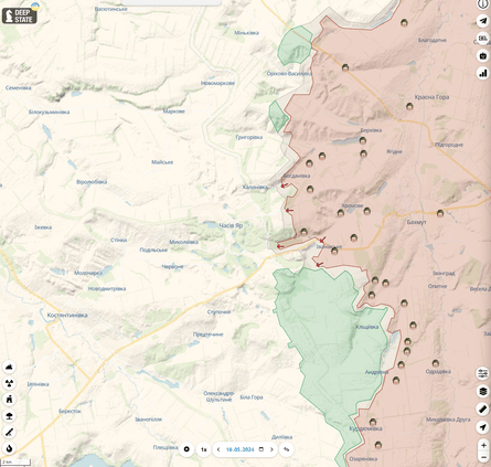 бої за часів яр, мапа боїв за часів яр
