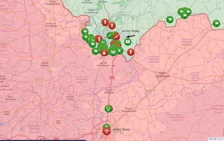 Война в Сирии, Хама, бои, карта, 5 декабря