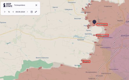 Бої на Донбасі, Галицинівка, Курахове, 10 вересня, карта, DeepState