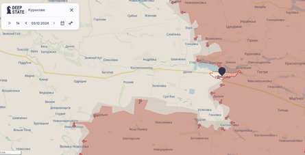 Бої на Донбасі, Курахове, 3 грудня, карта, DeepState