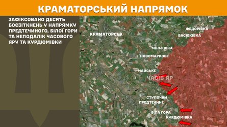 Карта иллюстрирует наступление России на Краматорском направлении